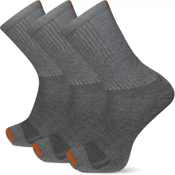 imageMerrell Mens and Womens Cushioned Cotton Socks3 Pair PackUnisex Breathable Mesh Comfort ZonesCrew  Gray