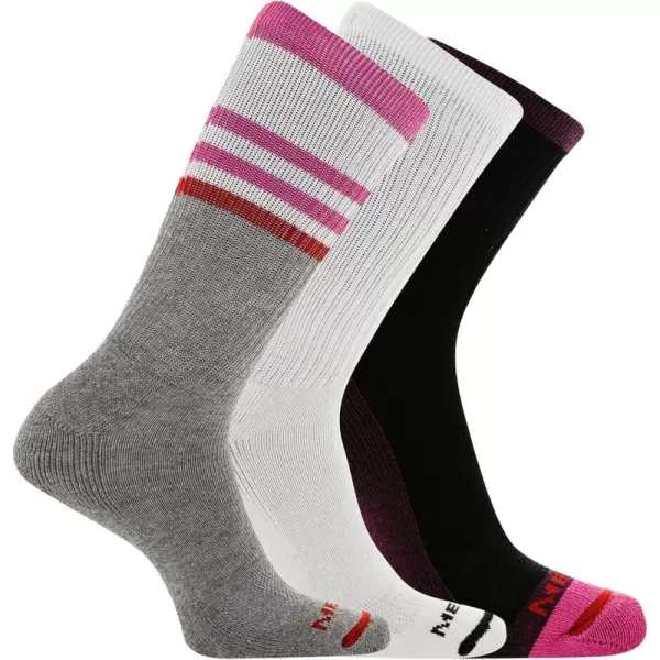 imageMerrell Mens and Womens Cushioned Cotton Socks3 Pair PackUnisex Breathable Mesh Comfort ZonesCrew  Purple Assorted