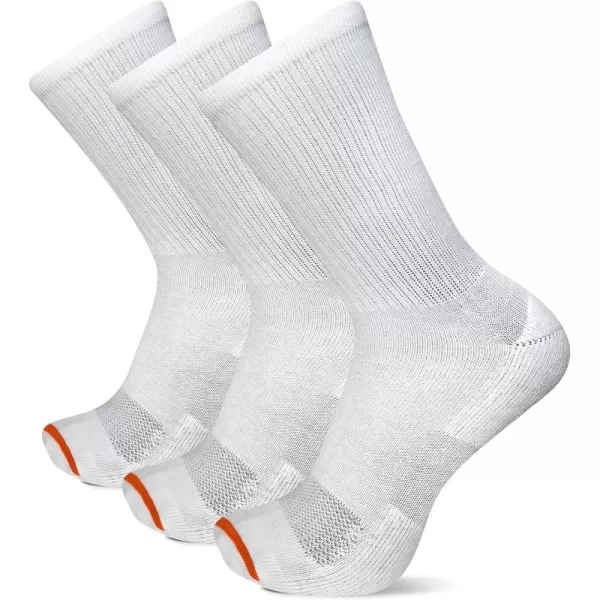 imageMerrell Mens and Womens Cushioned Cotton Socks3 Pair PackUnisex Breathable Mesh Comfort ZonesCrew  White