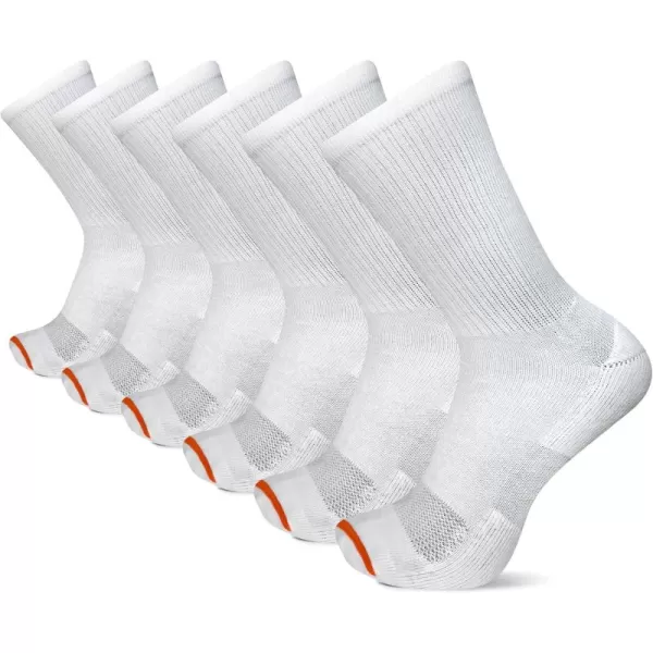 imageMerrell Mens and Womens Cushioned Cotton Socks3 Pair PackUnisex Breathable Mesh Comfort ZonesCrew  White 6 Pairs