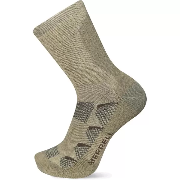 imageMerrell Mens and Womens MOAB Hiking Mid Cushion Socks  Moisture Wicking ampamp Arch SupportCrew  Oatmeal