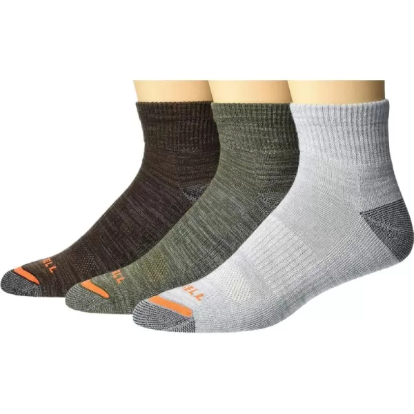 imageMerrell Mens and Womens Mid Weight Hybrid Hiker Socks  Unisex 3 Pair Pack  Moisture Wicking and Arch Support BandOlive Heather
