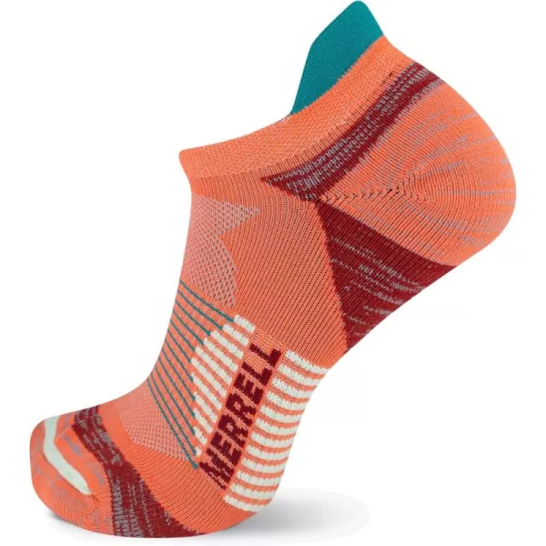 imageMerrell Mens and Womens Trail Running Cushioned Socks1 Pair PackUnisex AntiSlip Heel ampamp Arch CompressionLow Cut Tab  Coral