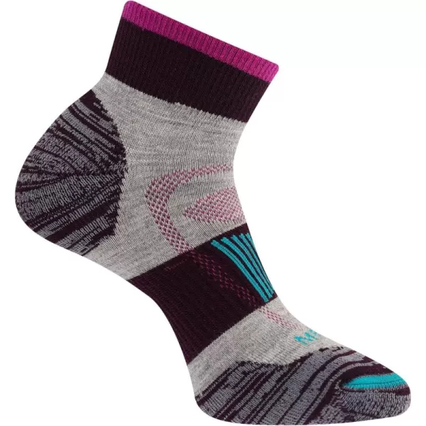 imageMerrell Mens and Womens Zoned Cushioned Wool Hiking Ankle SocksBreathable Arch SupportBurgundy