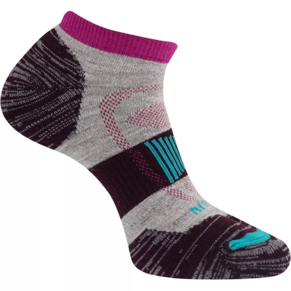imageMerrell Mens and Womens Zoned Cushioned Wool Hiking Low Cut Socks1 Pair PackBreathable Arch SupportBurgundy