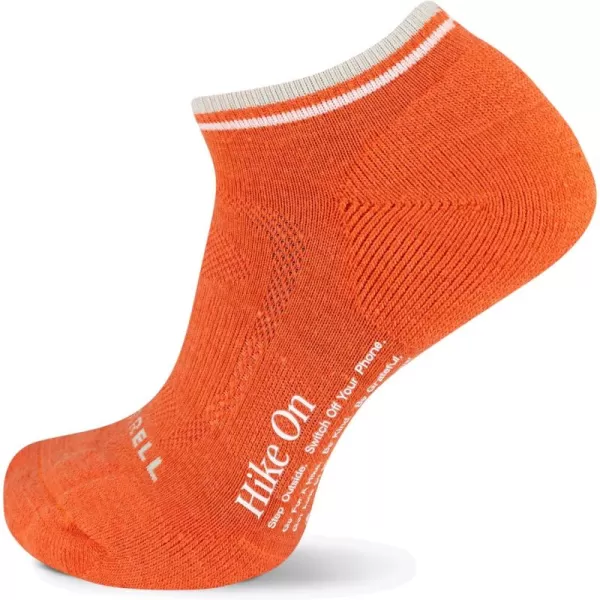imageMerrell Mens and Womens Zoned Cushioned Wool Hiking Low Cut Socks1 Pair PackBreathable Arch SupportCoral