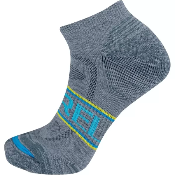 imageMerrell Mens and Womens Zoned Cushioned Wool Hiking Low Cut Socks1 Pair PackBreathable Arch SupportGrayBlue