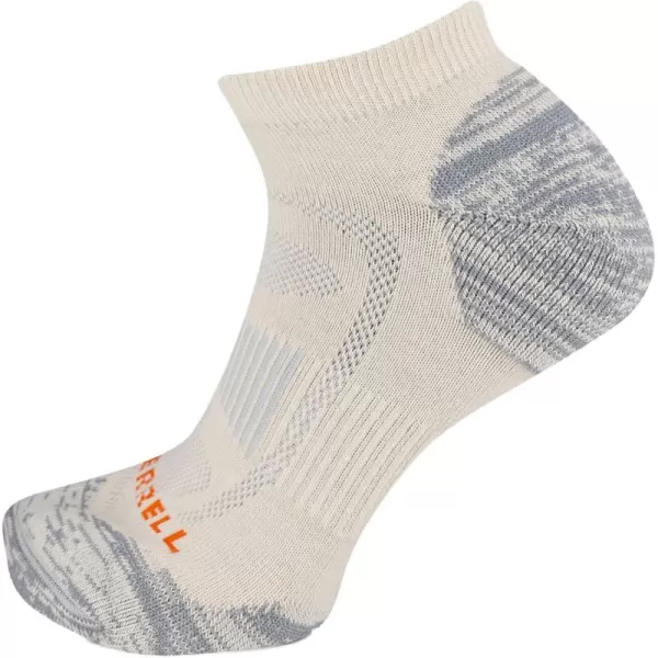 imageMerrell Mens and Womens Zoned Cushioned Wool Hiking Low Cut Socks1 Pair PackBreathable Arch SupportWhisper White