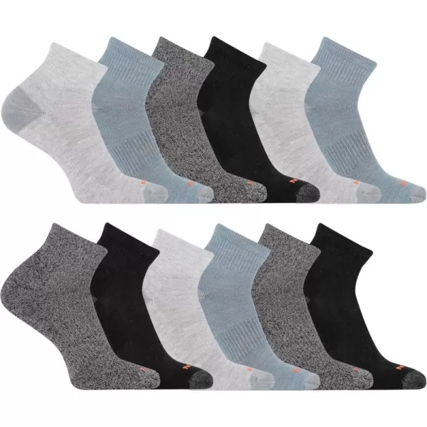 imageMerrell Unisex Adult Cushioned Midweight Ankle Socks  4 8 12 Pairs  Moisture WickingBlack 12 Pairs