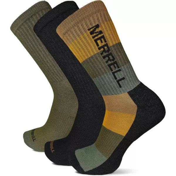 imageMerrell Unisex Adult Wool Everyday Hiking Socks  3 Pairs Crew  Cushioned Moisture WickingCrew  Black Mosaic