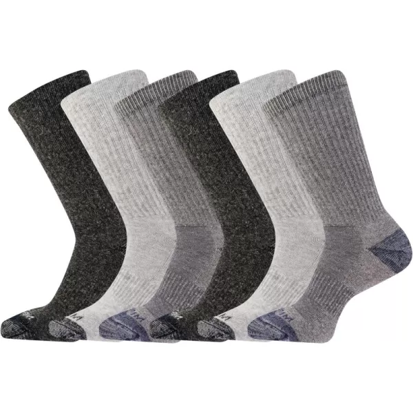 imageMerrell Unisex Adult Wool Everyday Hiking Socks  3 Pairs Crew  Cushioned Moisture WickingCrew  Charcoal
