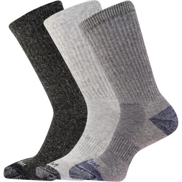 imageMerrell Unisex Adult Wool Everyday Hiking Socks  3 Pairs Crew  Cushioned Moisture WickingCrew  Charcoal Heather