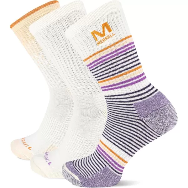 imageMerrell Unisex Adult Wool Everyday Hiking Socks  3 Pairs Crew  Cushioned Moisture WickingCrew  White