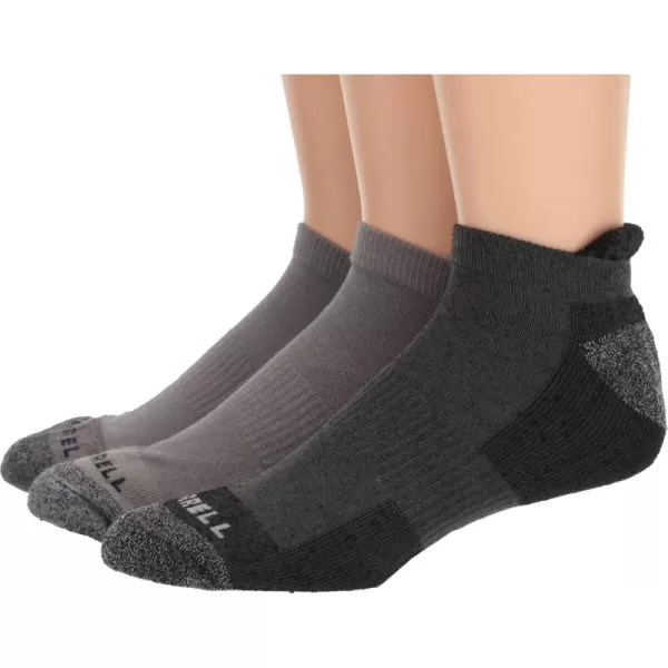 imageMerrell Unisex Adult Wool Everyday Hiking Socks  3 Pairs Low Cut Tab Cushioned Moisture WickingLow Cut Tab  Charcoal Heather