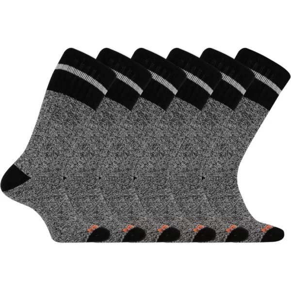 imageMerrell unisexadult Brushed Cushion Thermal Crew Socks Cushioned Soft Inner LayerBlack Striped 6 Pairs