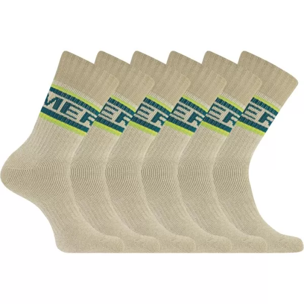 imageMerrell unisexadult Brushed Cushion Thermal Crew Socks Cushioned Soft Inner LayerGreen Logo 6 Pairs
