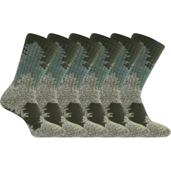 imageMerrell unisexadult Brushed Cushion Thermal Crew Socks Cushioned Soft Inner LayerGreen Trees 6 Pairs