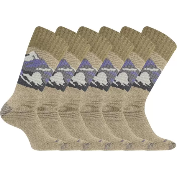 imageMerrell unisexadult Brushed Cushion Thermal Crew Socks Cushioned Soft Inner LayerKhaki Mountain 6 Pairs