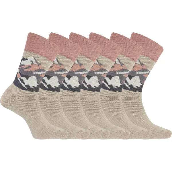 imageMerrell unisexadult Brushed Cushion Thermal Crew Socks Cushioned Soft Inner LayerLight Pink Mountain 6 Pairs
