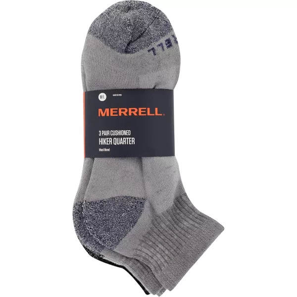 imageMerrell Unisex Adult Wool Everyday Hiking Socks  3 Pairs Ankle  Cushioned Moisture WickingAnkle  Charcoal Heather