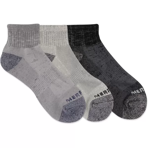 imageMerrell Unisex Adult Wool Everyday Hiking Socks  3 Pairs Ankle  Cushioned Moisture WickingAnkle  Charcoal Heather