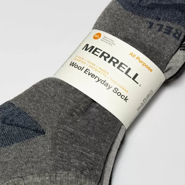 imageMerrell Unisex Adult Wool Everyday Hiking Socks  3 Pairs Ankle  Cushioned Moisture WickingAnkle  Charcoal Heather