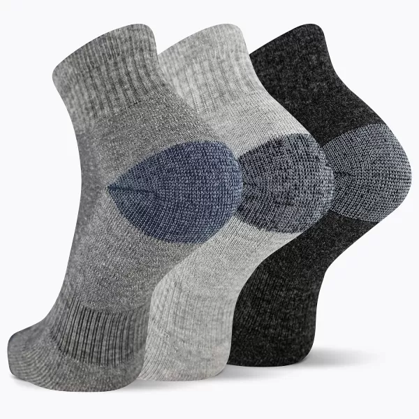 imageMerrell Unisex Adult Wool Everyday Hiking Socks  3 Pairs Ankle  Cushioned Moisture WickingAnkle  Charcoal Heather
