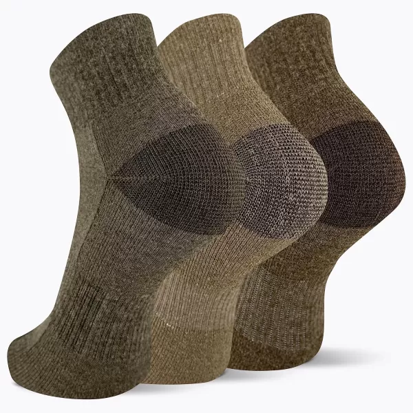 imageMerrell Unisex Adult Wool Everyday Hiking Socks  3 Pairs Ankle  Cushioned Moisture WickingAnkle  Olive Assorted