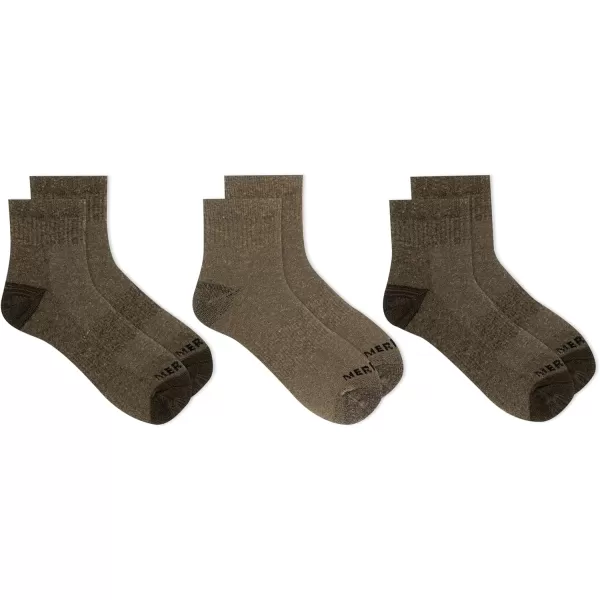 imageMerrell Unisex Adult Wool Everyday Hiking Socks  3 Pairs Ankle  Cushioned Moisture WickingAnkle  Olive Assorted