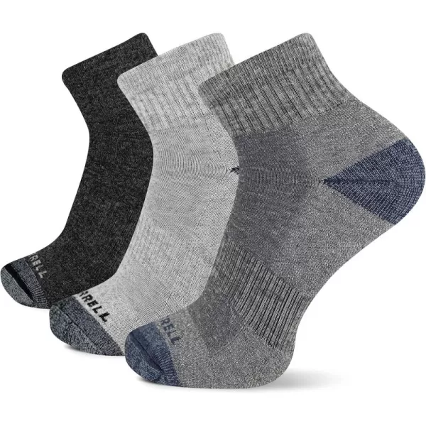 imageMerrell Unisex Adult Wool Everyday Hiking Socks  3 Pairs Ankle  Cushioned Moisture WickingAnkle  Charcoal Heather
