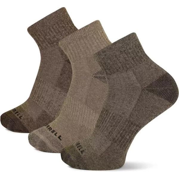 imageMerrell Unisex Adult Wool Everyday Hiking Socks  3 Pairs Ankle  Cushioned Moisture WickingAnkle  Olive Assorted