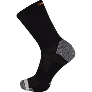 imageMerrell Mens and Womens Trail Running Lightweight SocksUnisex AntiSlip Heel and Breathable Mesh ZonesCrew  Black