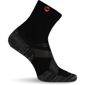 imageMerrell Mens and Womens Trail Running Lightweight SocksUnisex AntiSlip Heel and Breathable Mesh ZonesMid Crew  Black