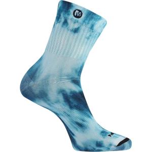 imageMerrell Mens and Womens Trail Running Lightweight SocksUnisex AntiSlip Heel and Breathable Mesh ZonesMid Crew  Blue