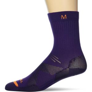 imageMerrell Mens and Womens Trail Running Lightweight SocksUnisex AntiSlip Heel and Breathable Mesh ZonesMid Crew  Violet