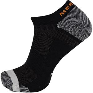 imageMerrell Mens and Womens Trail Running Lightweight SocksUnisex AntiSlip Heel and Breathable Mesh ZonesNo Show  Black