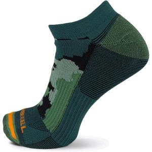 imageMerrell Mens and Womens Trail Running Lightweight SocksUnisex AntiSlip Heel and Breathable Mesh ZonesNo Show  Green Camo