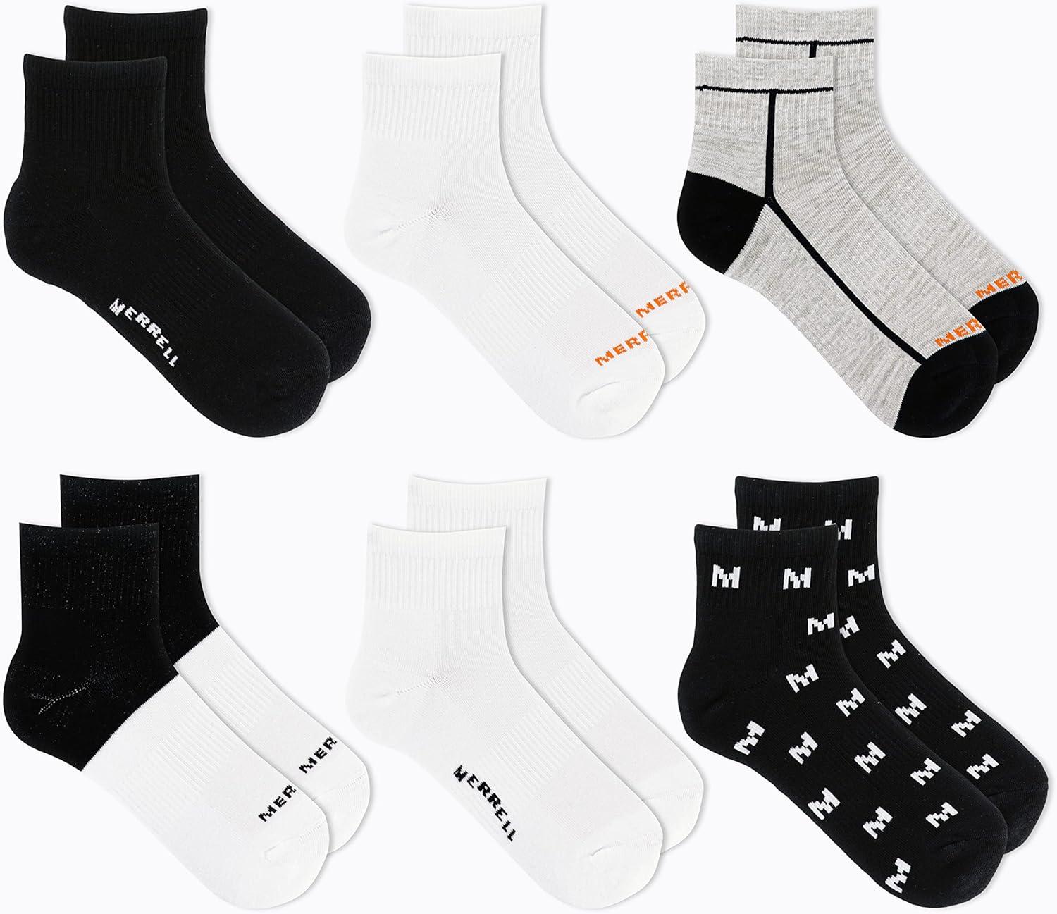 imageMerrell Mens and Womens Recycled Cushioned Ankle Socks6 ampamp 12 PairsHiking Arch SupportBlack Assorted 6 Pairs