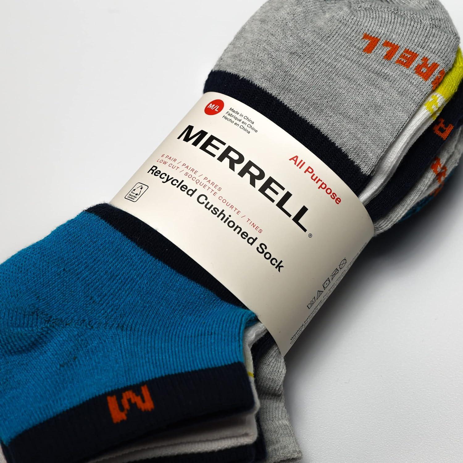 imageMerrell Mens and Womens Recycled Cushioned Ankle Socks6 ampamp 12 PairsHiking Arch SupportBlue Assorted 6 Pairs