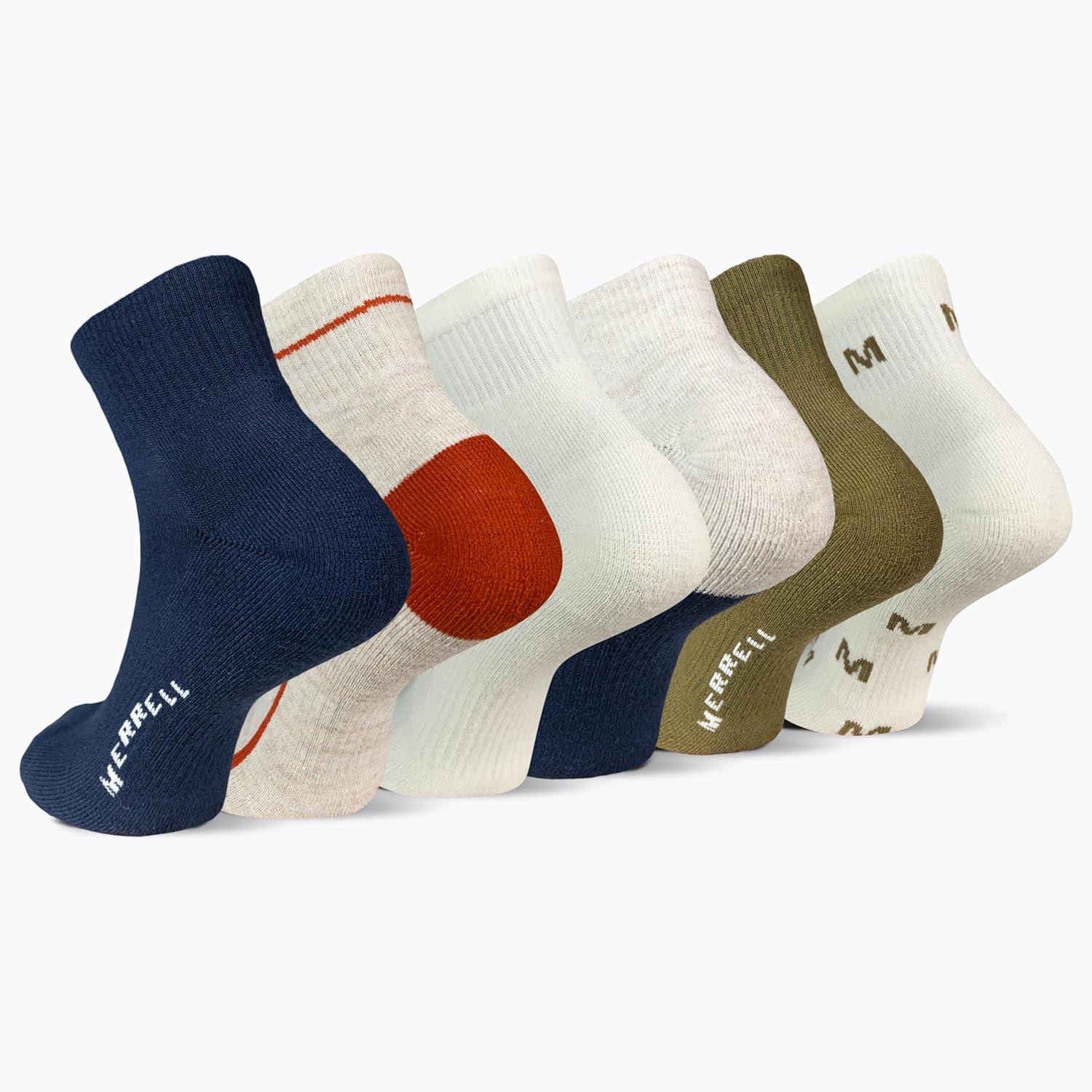 imageMerrell Mens and Womens Recycled Cushioned Ankle Socks6 ampamp 12 PairsHiking Arch SupportNavy Assorted 6 Pairs