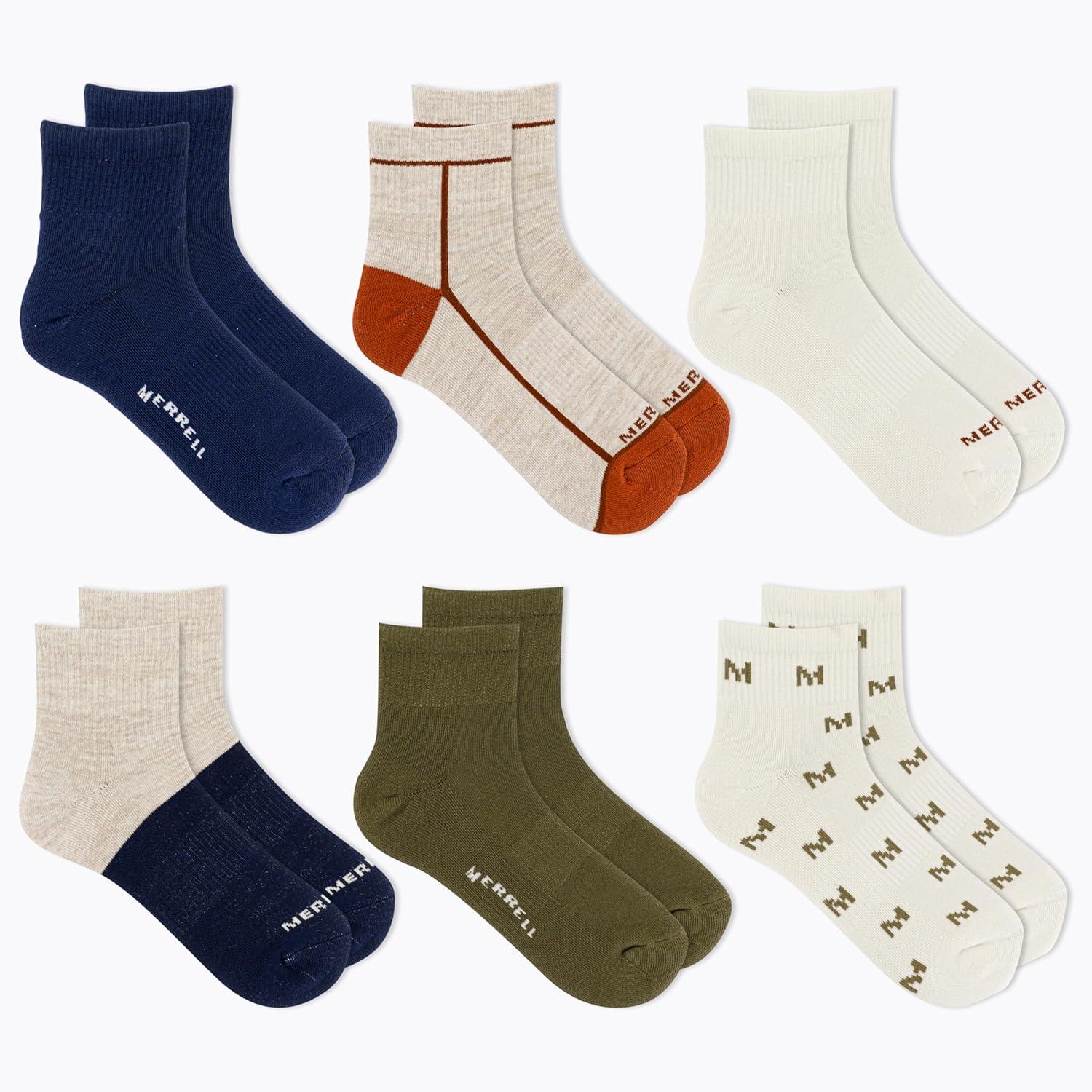 imageMerrell Mens and Womens Recycled Cushioned Ankle Socks6 ampamp 12 PairsHiking Arch SupportNavy Assorted 6 Pairs