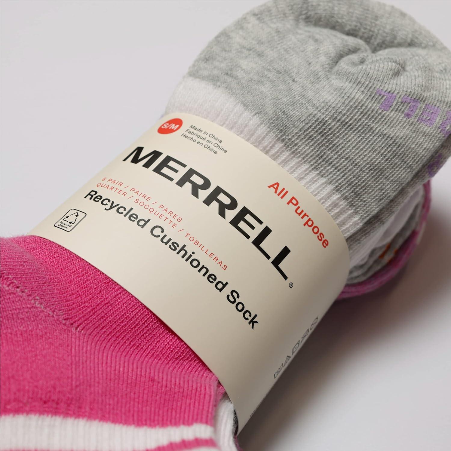 imageMerrell Mens and Womens Recycled Cushioned Ankle Socks6 ampamp 12 PairsHiking Arch SupportPink Assorted 6 Pairs