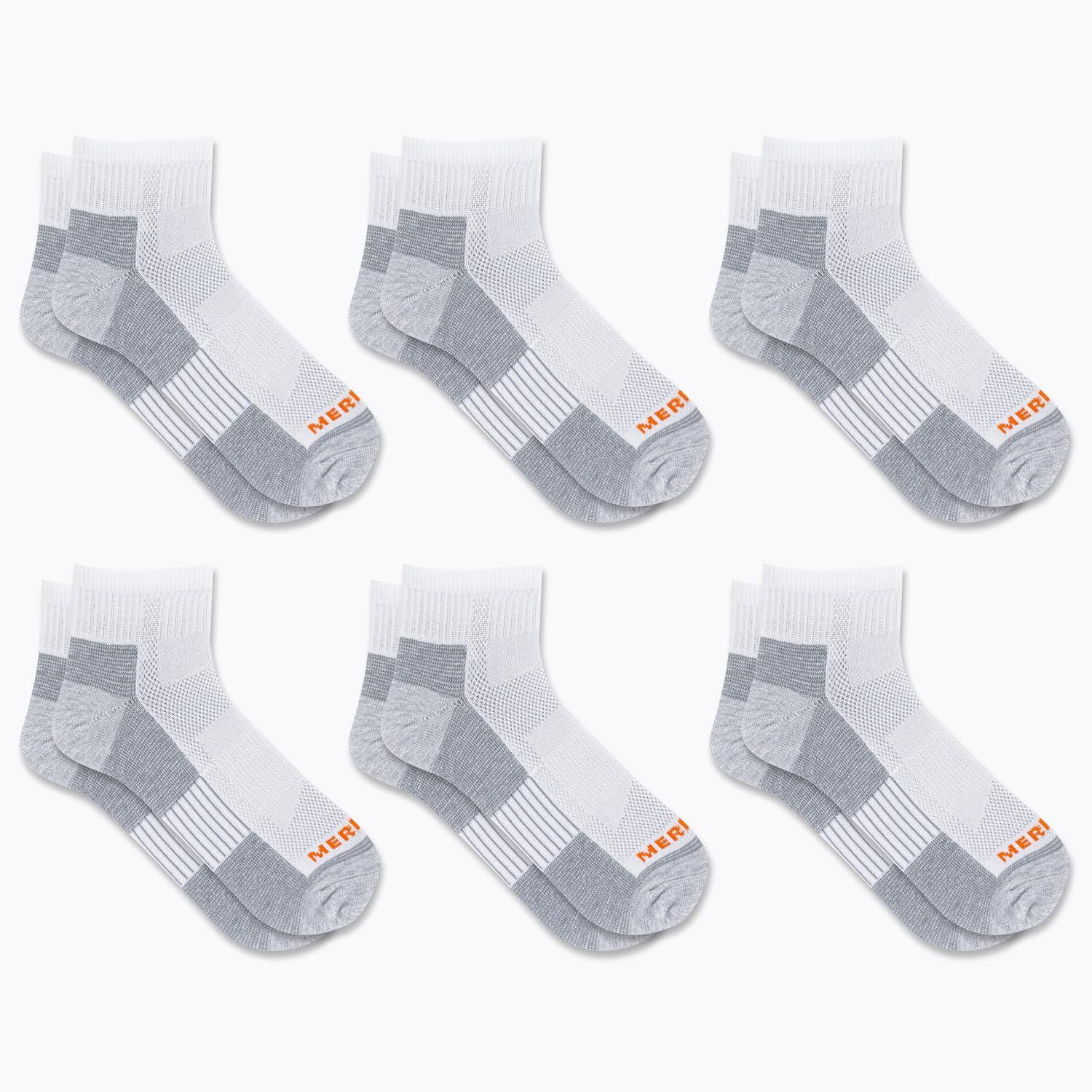 imageMerrell Mens and Womens Recycled Cushioned Ankle Socks6 ampamp 12 PairsHiking Arch SupportWhite 6 Pairs