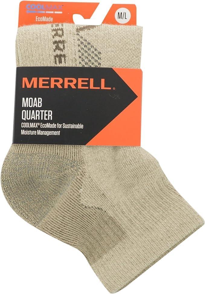 imageMerrell unisexadult Mens and Womens Moab Hiking Mid Cushion Socks  Moisture Wicking ampamp Arch SupportAnkle  Oatmeal