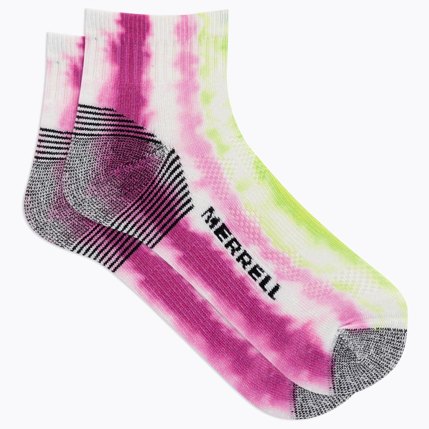 imageMerrell unisexadult Mens and Womens Moab Hiking Mid Cushion Socks  Moisture Wicking ampamp Arch SupportAnkle  Tie Dye Pink