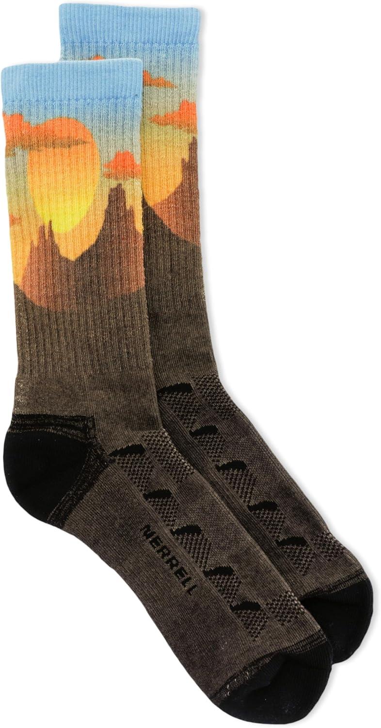 imageMerrell unisexadult Mens and Womens Moab Hiking Mid Cushion Socks  Moisture Wicking ampamp Arch SupportCrew  Anniversary Brown