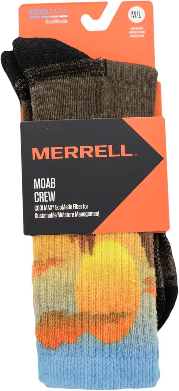imageMerrell unisexadult Mens and Womens Moab Hiking Mid Cushion Socks  Moisture Wicking ampamp Arch SupportCrew  Anniversary Brown