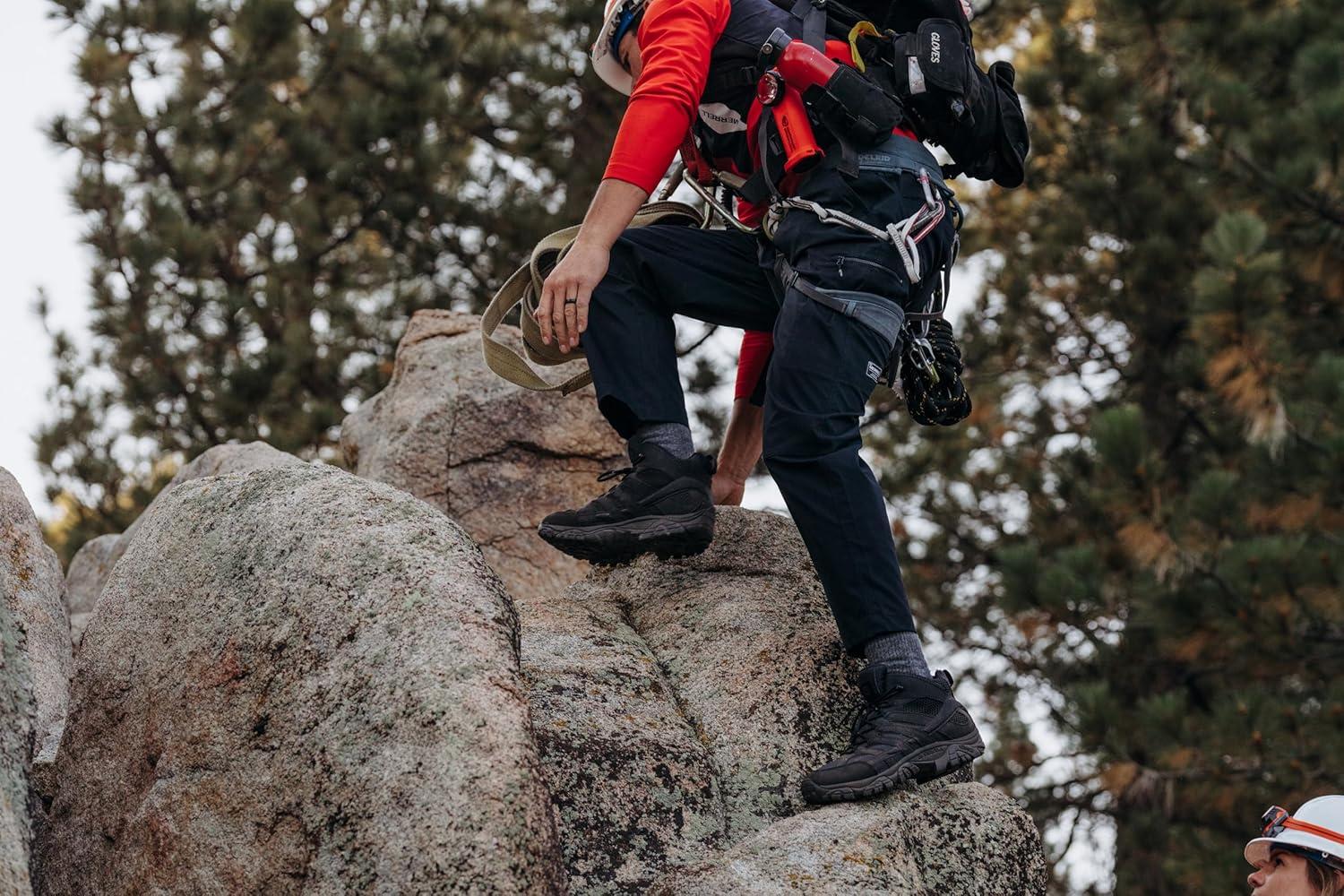 imageMerrell unisexadult Mens and Womens Moab Hiking Mid Cushion Socks  Moisture Wicking ampamp Arch SupportCrew  Anniversary Coral