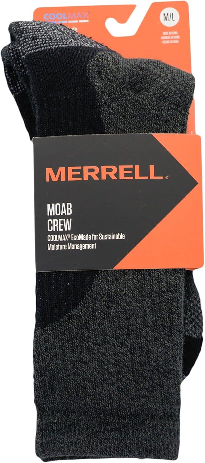imageMerrell unisexadult Mens and Womens Moab Hiking Mid Cushion Socks  Moisture Wicking ampamp Arch SupportCrew  Charcoal