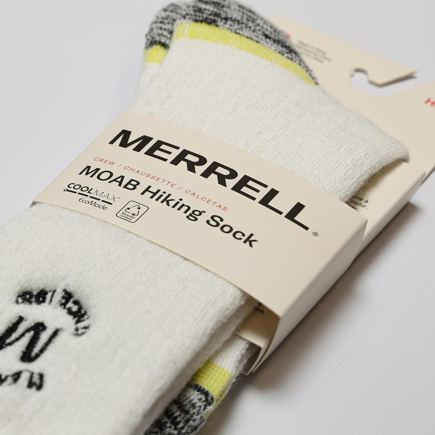 imageMerrell unisexadult Mens and Womens Moab Hiking Mid Cushion Socks  Moisture Wicking ampamp Arch SupportCrew  Since 1981 White